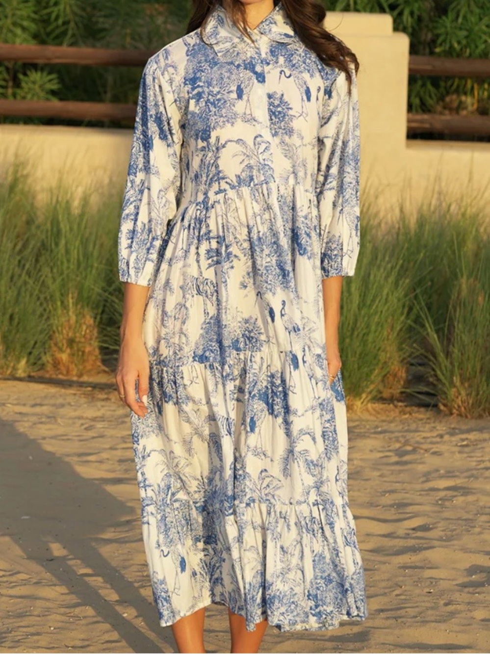House of Sundar Liana Midi Dress - Azure Wave - Size XL